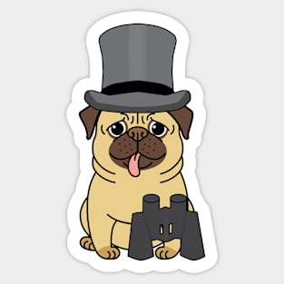 Pug dog ready for the races Sticker